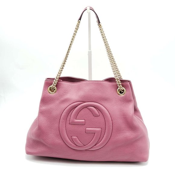 100% Authentic Gucci GG Soho on Chain Medium Pink Shoulder Bag